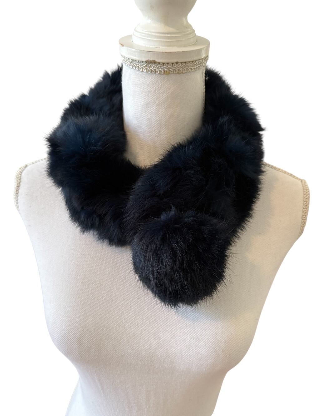 Genuine Rex Rabbit Pull Through Neck Scarf Dark Blue